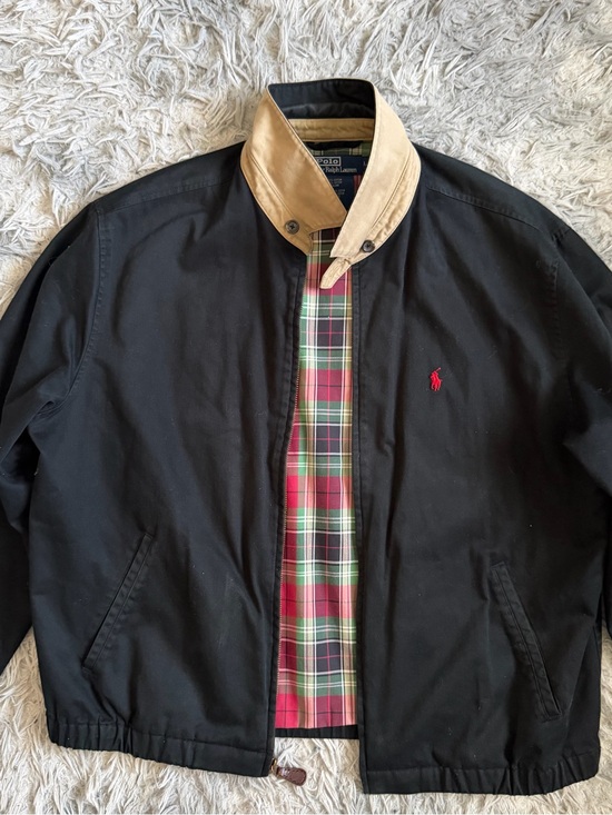 Ralph Lauren Other - Ralph Lauren Black Jacket with Tan Collar and Red Logo
